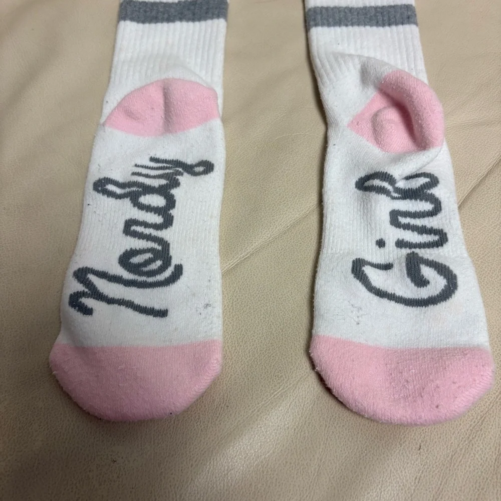 ARTHUR GEORGE Nordy Girl Pink Stripe White Crew Socks